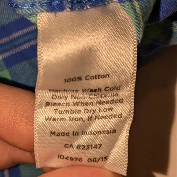 Talbot's long sleeve button down blue/green plaid shirt, size M - Picture 3 of 8